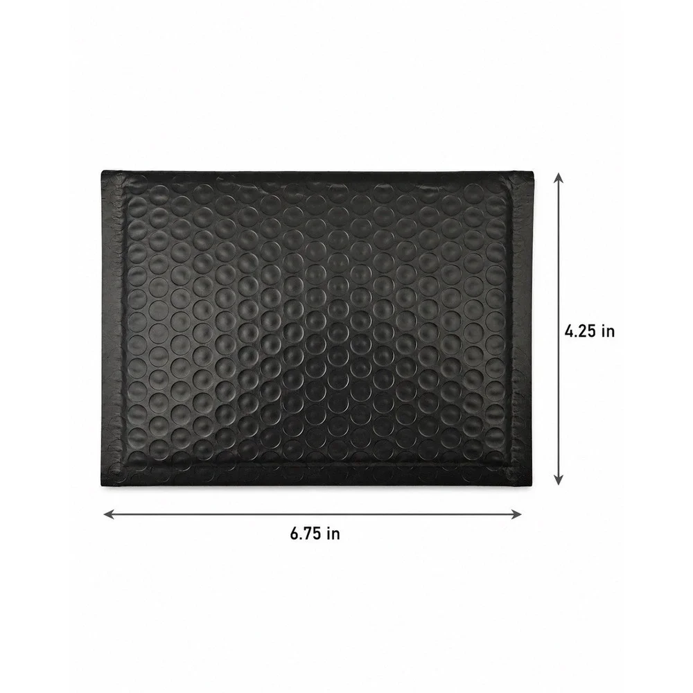 50 Black Bubble Mailers 6.75x4.25 Padded Envelopes Self Seal Shipping Bags